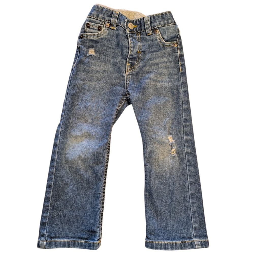Levi's 514 Straight Leg Jeans Toddler Boys 24 M Medium Wash Distressed Denim